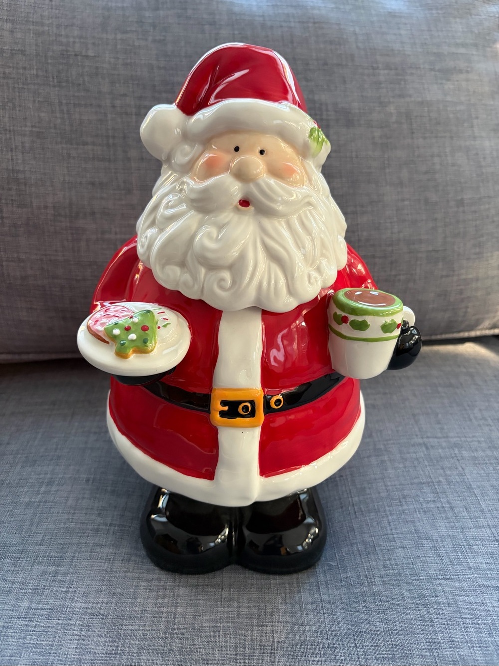 Cheryl Cookie Jar Santa w/Cookies and Hot Coco Mint